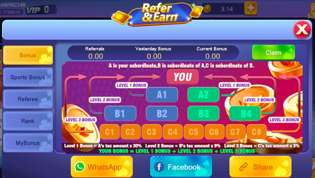 RIO 3Patti Refer Earn Program